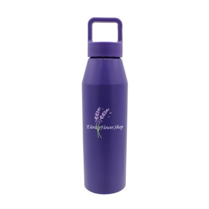 Custom 25 oz. Recycled Aluminum Bottle with Carabiner Lid, Full Color Digital - Purple 