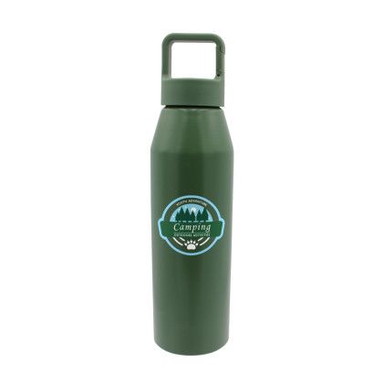 Custom 25 oz. Recycled Aluminum Bottle with Carabiner Lid, Full Color Digital - Olive Green