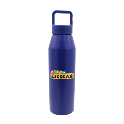 Custom 25 oz. Recycled Aluminum Bottle with Carabiner Lid, Full Color Digital - Blue 