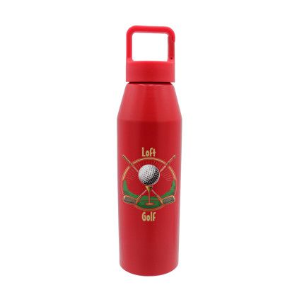 Custom 25 oz. Recycled Aluminum Bottle with Carabiner Lid, Full Color Digital - Red