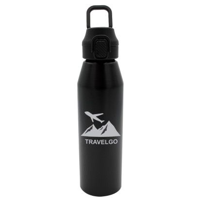 Custom 25 oz. Recycled Aluminum Bottle with Chug Lid - Black