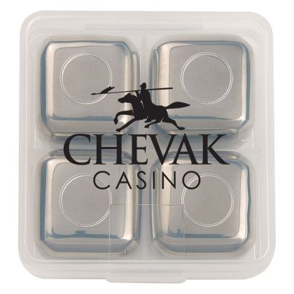 Custom Stainless Steel Ice Cubes In Case - Silver Custom Stainless Steel Ice Cubes In Case - Silver