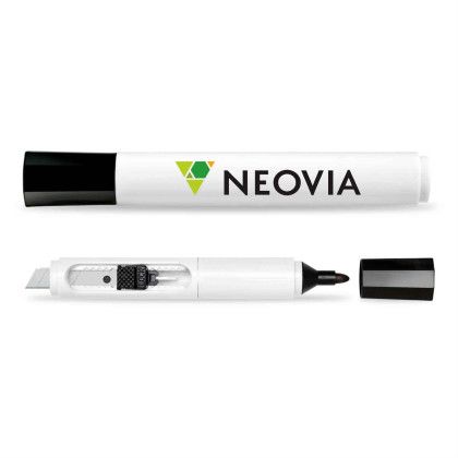 Custom 2-in-1 Marker Box Cutter - Black