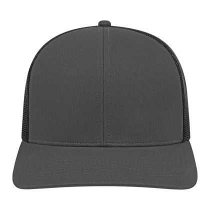 Custom Cap America Poly/Cotton Trucker Mesh Back Cap - Charcoal with Black