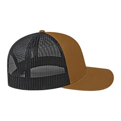 Custom Cap America Poly/Cotton Trucker Mesh Back Cap - Carmel with Black