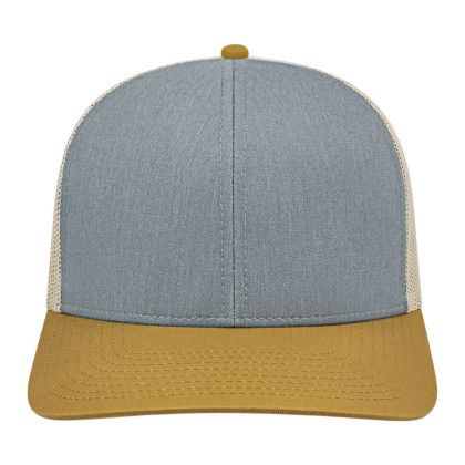 Custom Cap America Poly/Cotton Trucker Mesh Back Cap - Amber with Stone