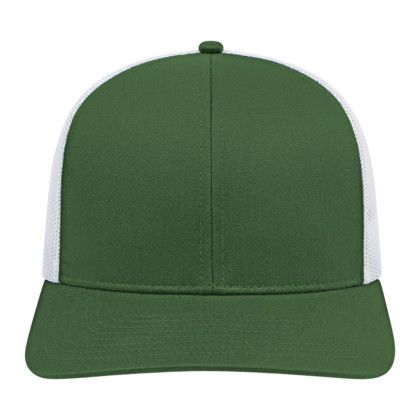 Custom Cap America Poly/Cotton Trucker Mesh Back Cap - Green with White