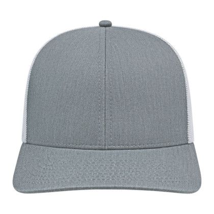 Custom Cap America Poly/Cotton Trucker Mesh Back Cap - Heather with White