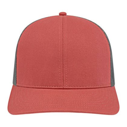Custom Cap America Poly/Cotton Trucker Mesh Back Cap - Nantucket Red with Charcoal