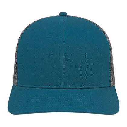 Custom Cap America Poly/Cotton Trucker Mesh Back Cap - Marine Blue with charcoal
