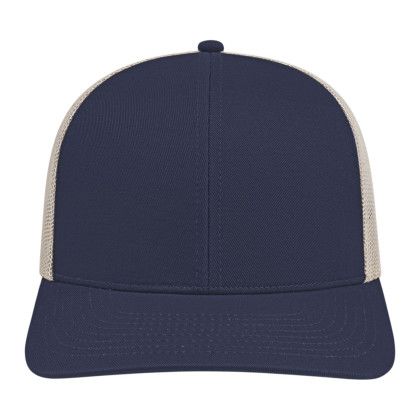 Custom Cap America Poly/Cotton Trucker Mesh Back Cap - Navy with Charcoal