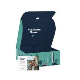 Custom 10" x 10" x 4" White Corrugate Gift Box - 4" x 6" Card - Full Color Outside & Inside