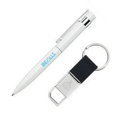 Custom Venitzia Pen/Keyring Gift Set - White 