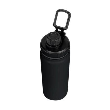 Custom Basecamp Mt Kenya 25 oz SS Water Bottle with Pop up Lid - Black Top View Custom Basecamp Mt Kenya 25 oz SS Water Bottle with Pop up Lid - Black Top View