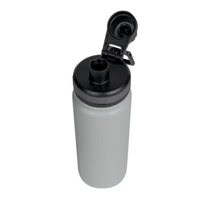 Custom Basecamp Mt Kenya 25 oz SS Water Bottle with Pop up Lid - Gray Open Cap View Custom Basecamp Mt Kenya 25 oz SS Water Bottle with Pop up Lid - Gray Open Cap View