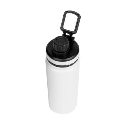 Custom Basecamp Mt Kenya 25 oz SS Water Bottle with Pop up Lid - White Top View Custom Basecamp Mt Kenya 25 oz SS Water Bottle with Pop up Lid - White Top View