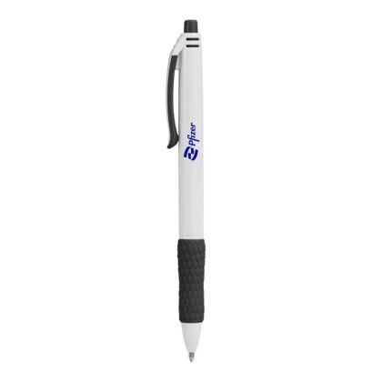 Custom Vortex Recycled White Barrel Pen - Black 