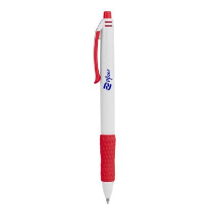 Custom Vortex Recycled White Barrel Pen - Red