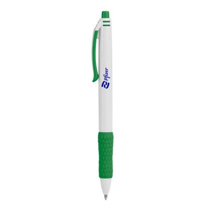 Custom Vortex Recycled White Barrel Pen - Green
