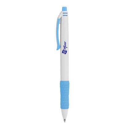 Custom Vortex Recycled White Barrel Pen - Carolina Blue 
