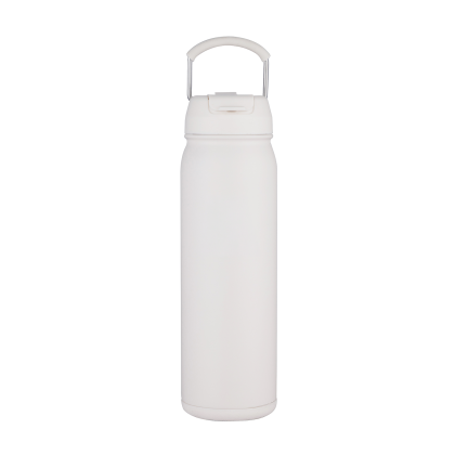 Custom 23 oz Sports Water Bottle With Pill Holder - Oatmilk Custom 23 oz Sports Water Bottle With Pill Holder - Oatmilk
