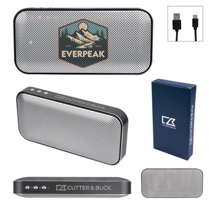 Custom Cutter & Buck Aluminum Suede Speaker And Power Bank 