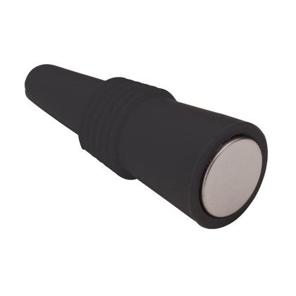 Custom Bonito Silicone Wine Stopper - Black Side View 