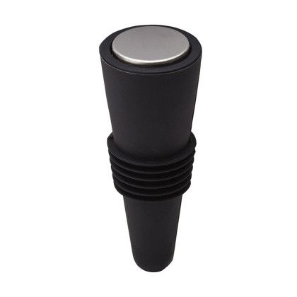 Custom Bonito Silicone Wine Stopper - Black Front View 