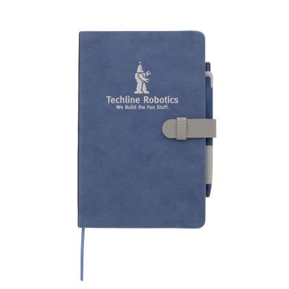 Custom Souvenir Soft Journal with Herringbone rABS Pen - Blue 