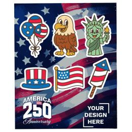America 250 6" x 9" Vinyl Sticker Sheet 6 mil America 250 6" x 9" Vinyl Sticker Sheet 6 mil
