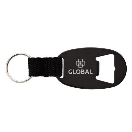Custom Oakvale Bottle Opener Keyring - Black 
