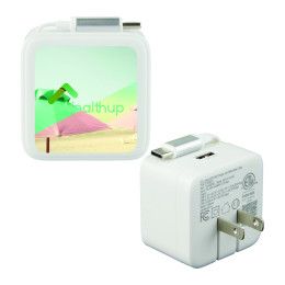 Custom ETL Listed 20W Wall Charger with Retractable Cable - White