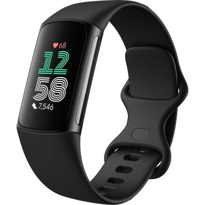 Custom Fitbit Charge 6 Advanced Fitness and Health Tracker - Black Front View Custom Fitbit Charge 6 Advanced Fitness and Health Tracker - Black Front View