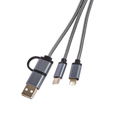 Custom Libra 4-in-1 Charging Cable Set - Gunmetal Socket View 