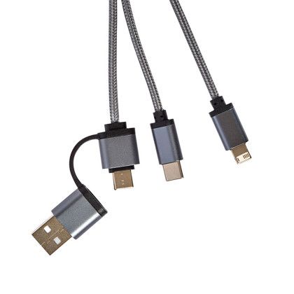 Custom Libra 4-in-1 Charging Cable Set - Gunmetal USB Cable View 