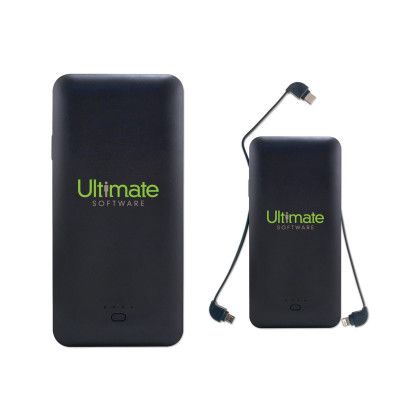 Custom 10,000 mah Power Bank with Charging Cables AC Plug