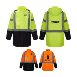 Custom ANSI Class 3 Water Resistant Safety Jacket with Detachable Hood - All Colors 