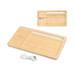Bamboo Wireless Charging Pad Desktop Organizer 
