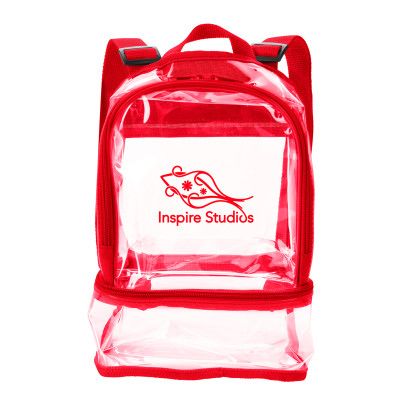 Custom Good Value Clear Recycled TPU Dual Mini Backpack - Red Custom Good Value Clear Recycled TPU Dual Mini Backpack - Red