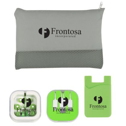 Custom On The Go Tech Essentials Kits - Lime green