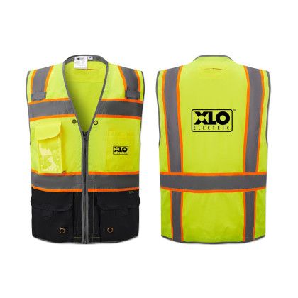 Custom Deluxe ANSI Class 2 Safety Vest with Reflective Piping and Black Bottom Custom Deluxe ANSI Class 2 Safety Vest with Reflective Piping and Black Bottom