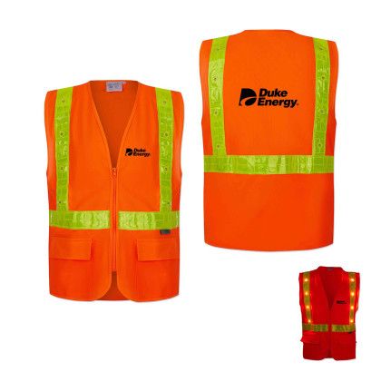 Custom Class 2 LED Light Compliant with Reflexite PVC Reflective Safety Vest 