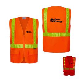 Custom Class 2 LED Light Compliant with Reflexite PVC Reflective Safety Vest 