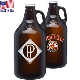 Custom 64 oz. Amber Glass Growlers - Amber Custom 64 oz. Amber Glass Growlers - Amber