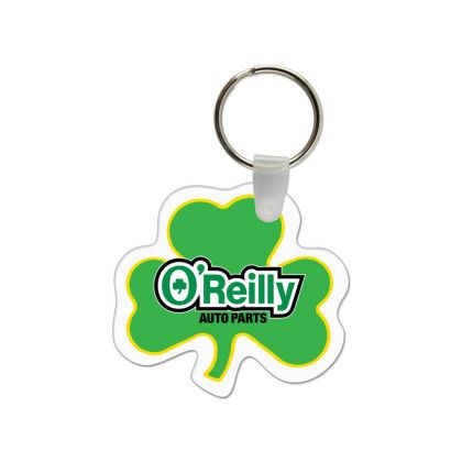 Custom Shamrock Shaped USA Made Vinyl Keychain - White