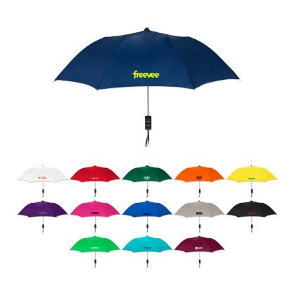 Custom Elite Compact Folding Umbrella- Solid Colors