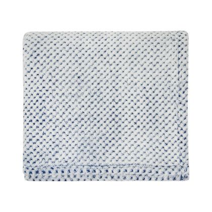 Custom Dream Weaver RPET Plush Blanket - White With Navy Blue Back View 