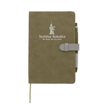 Custom Souvenir Soft Journal with Herringbone rABS Pen - Olive Green 