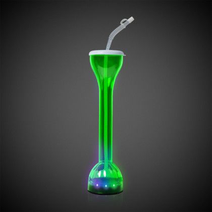 Custom 17 oz. Transparent Green LED Yard Glass - Full Color - Transparent green Front View 