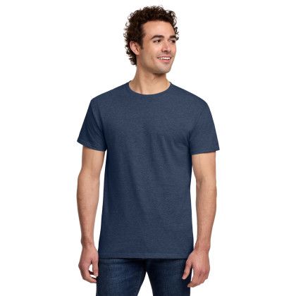 Custom Gildan Light Cotton Tee Shirt - Heather Navy Blue Custom Gildan Light Cotton Tee Shirt - Heather Navy Blue